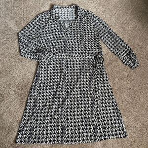Worthington Wrap Dress Womens 22W Black White Houndstooth Career Office NWOT